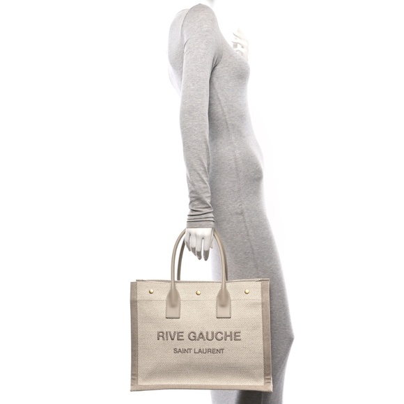 NWT Saint Laurent Rive Gauche Tote Bag (Sea Salt, size small) - Picture 3 of 7